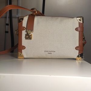 Louis Vuitton White & Tan Petite Trunk Crossbody Bag
